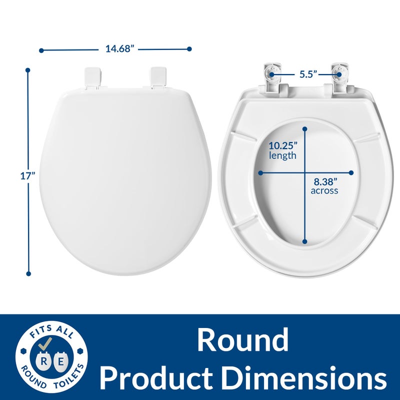 Bemis 730SLEC Slow Close Toilet Seat, Easy Clean Hinges and Durable Plastic Seat, Made in USA, Round, White - Image 3